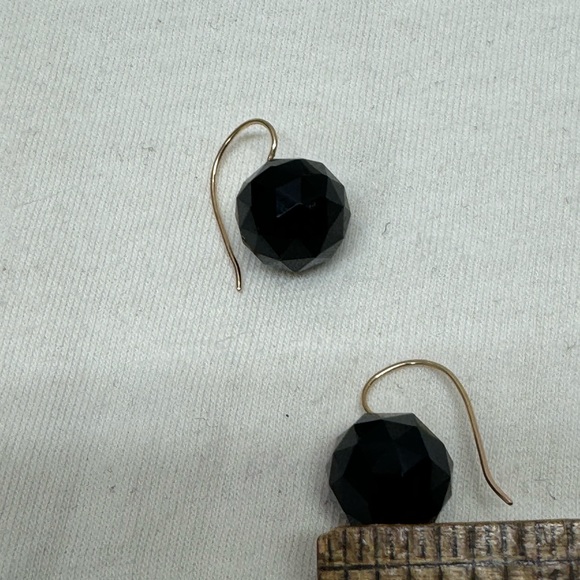 14K Gold Antique Mourning Victorian Black Faceted Earrings c1880 - Picture 8 of 10